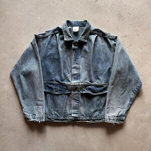vintage 80s/90s acid wash boxy distressed denim jacket